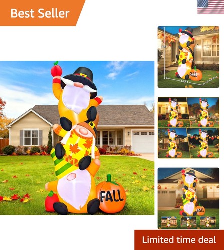 Bright 6ft thanksgiving gnome - thanksgiving,